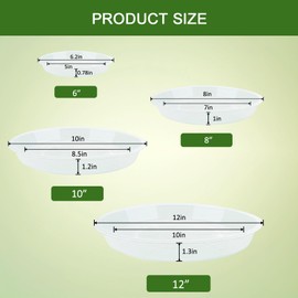 GUGEMEI Plant Saucers 6 8 10 12 Inch, 8 Pack Clear Plastic Plant Trays for Pots, Durable Plant Water Catcher Tray for Indoors Outdoors