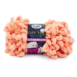 (1 Skein) Lion Brand Yarn Off The Hook Glitz No Needle Bulky Yarn, Peach