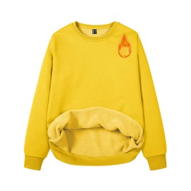 MAGCOMSEN Crewneck Sweatshirts for Women Fleece Lined Winter Shirts for Women Warm Pullovers Long Sleeve Yellow,Small