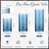 Set of 3 Blue Clear Hurricane Candle Holder Glass Cylinder