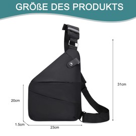 Anti-Theft Travel Bag, Anti-Theft Bag 31 x 23 cm, Chest Bag, Anti-Theft Shoulder Bag for Men and Women Shoulder Backpack (Black Right Shoulder), black