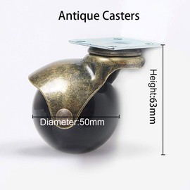 Manfâ 4 Stücke Ball Caster Rad 360 Grad Drehwirbel Platten Metall Mit Kapuze Kugelförmige Bremse Schwere für Schreibtisch Stuhl Couchtisch Spielzeug Schuhe bins (2 zoll (50mm))