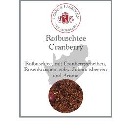 Lerbs & Hagedorn, Roibuschtee Cranberry | 250g (approx. 21 litres) Cranberry Slices, Rose Buds, Blackcurrant
