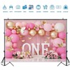 XUNJIN NO.1 First Birthday Backdrop Wonderland Flowers Butterfly Balloons Backdrop