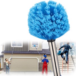 Duster with 6 FT Extension Pole - Medium Bristle Brush for Ceiling, Wall, and Indoor/Outdoor Cleaning, Lightweight Stainless Steel (6 FT)