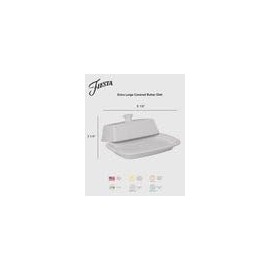 Fiesta® Covered Butter Dish XL, 8" – Durable Ceramic, Lead-Free, Dishwasher/Microwave/Oven Safe – Made in USA Dinnerware - Poppy