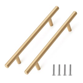 Fatiya 2 Pieces Kitchen Handles Gold 160 mm, Kitchen Cabinet Handles, 214 mm Length, Aluminium Alloy Cabinet Handles, Kitchen Handles, Door Handles for Drawers, Dressers, Cupboards, Wardrobe