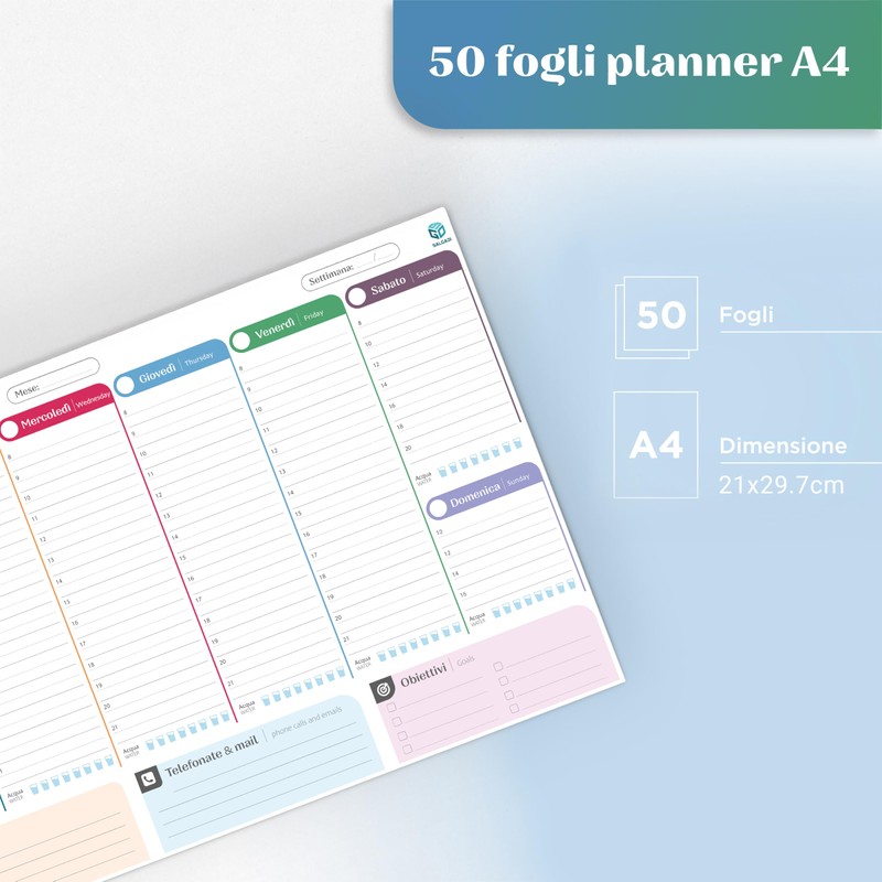 Salgadi Planner Settimanale da Scrivania A4 - Planning da Tavolo