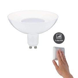 Paulmann LED Reflector GU10 White/White, 3-Stage Dimmable via Wall Switch, Diameter 100 mm, 4.9 W, 360 lm, Warm White (3000 K), QPAR, Perfect for URail Spotlights