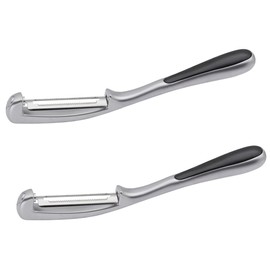 AAOTOKK 2 Pack Zinc Alloy Vegetable Peeler Stainless Steel Blades, Potatoes Apples Carrot Cucumbers Fruit & Veggies in Kitchen, Easy to Peel and Clean,P Shape Peeler Safe to Use(P- Serrated Blade)