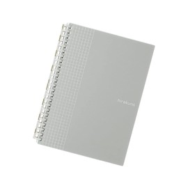 Lihit Lab N1673-26 Open Ring Notebook, Twisted Notebook, A5S, Hirakuno, 24 Holes, Light Color, Graph Ruled, Leaf, Silver