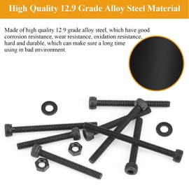 55 Pieces M4 x 30mm Socket Head Cap Screws, Thread Pitch 0.7mm, Sutemribor M4 Black Screws, 12.9 Grade Alloy Steel, Black Oxide Finish, Fully Threaded