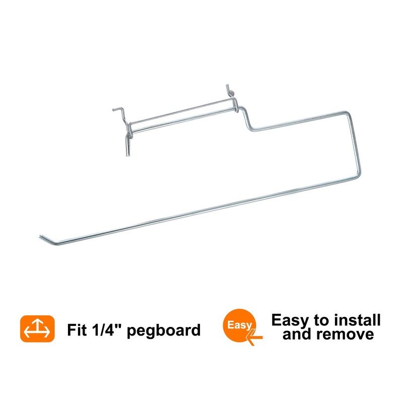 sourcing map Pegboard Paper Towel Holder 12" Stainless Steel Peg