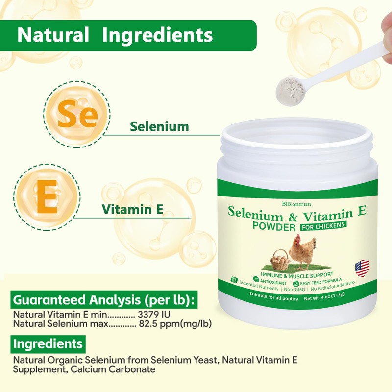 Selenium and Vitamin E Powder for Chickens, Selenium for Chickens,