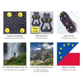 Ice and Snow Grips, Slip On Stretch Durable Cleats Crampons, Mountval Snow Covers, Various Sizes (M / 38-40 EUR / 5-7 UK Women)