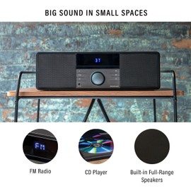 Crosley CR3502A-BK Metro Bluetooth FM Clock Radio and CD Player, Black