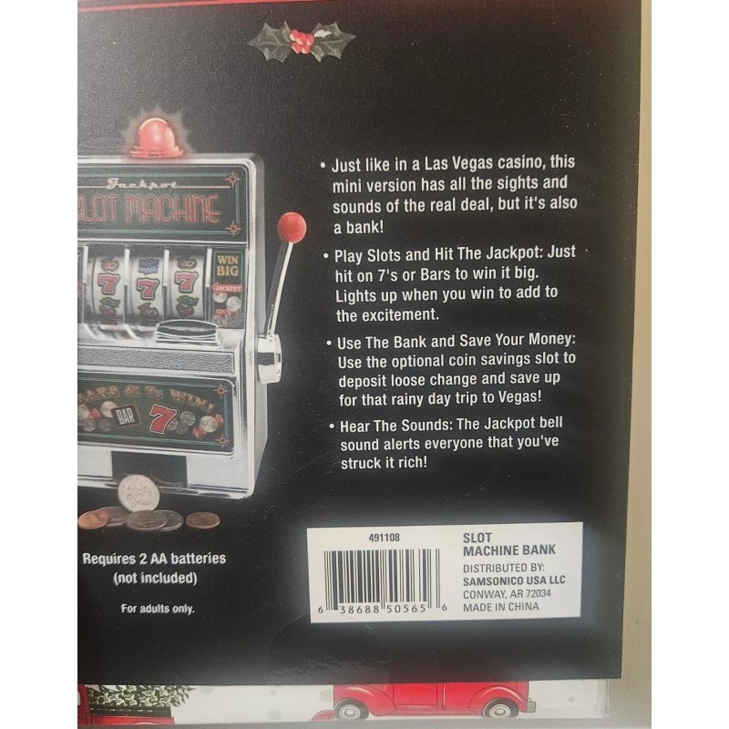 Holiday Time Mini Slot Machine & Bank Lights Sounds NEW