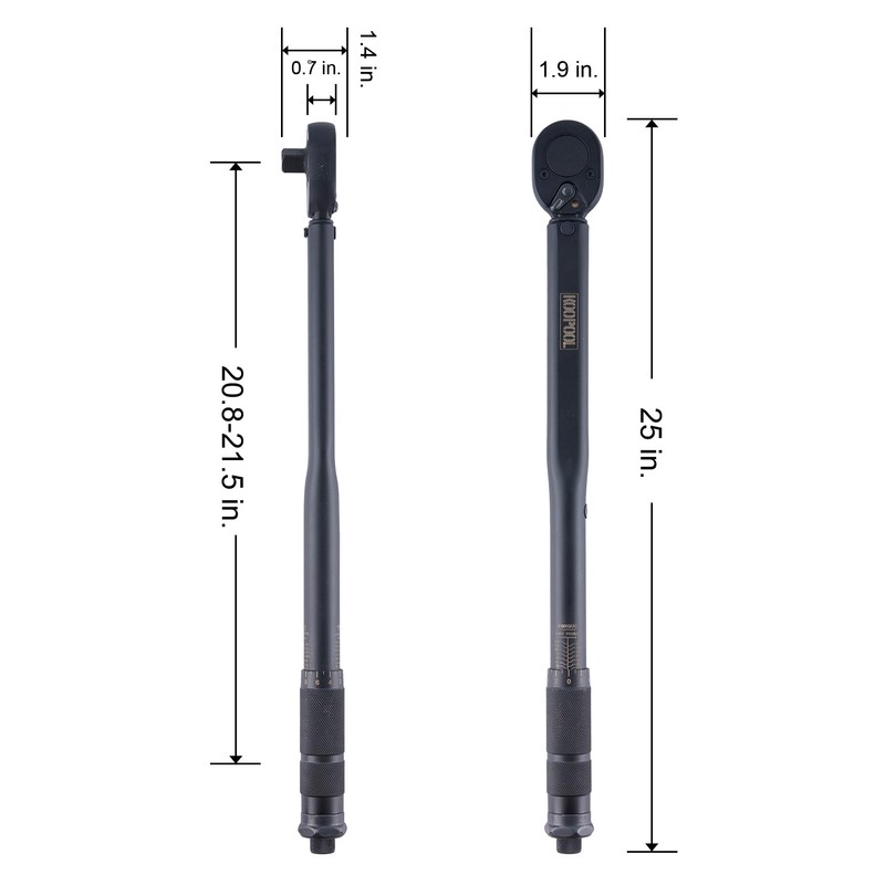 KOOPOOL 1/2-Inch Drive Click Torque Wrench,25-250 ft.-lb./33.9~338.9 Nm