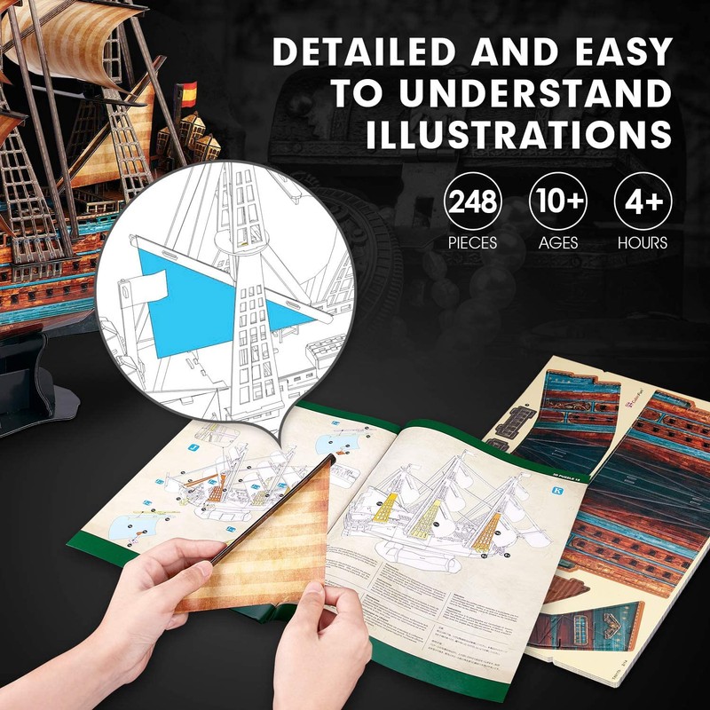 CubicFun 843659803 Boat San Felipe 1960, Spanish Ship, 3D Puzzle,