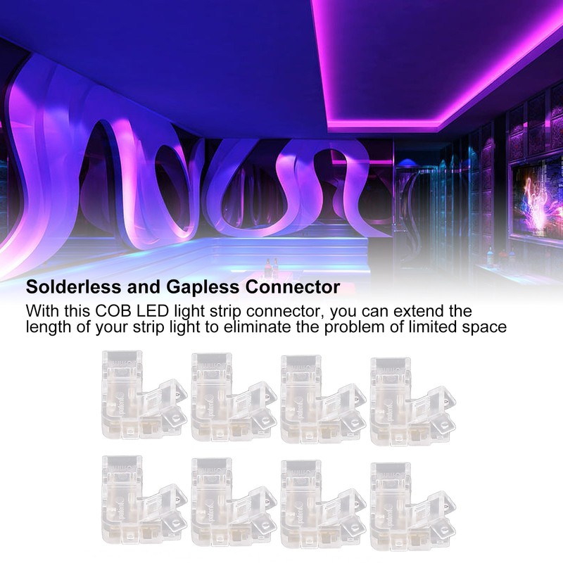 8Pcs 2 Pin 5mm COB LED Strip Light Connectors L