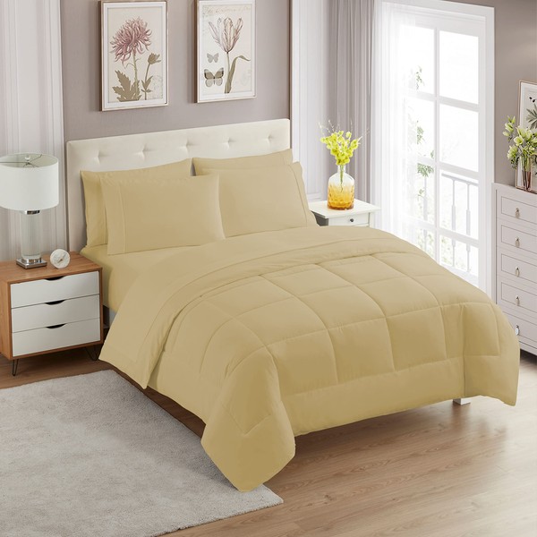 Sweet Home Collection 7 Piece Comforter Set Bag Solid Color