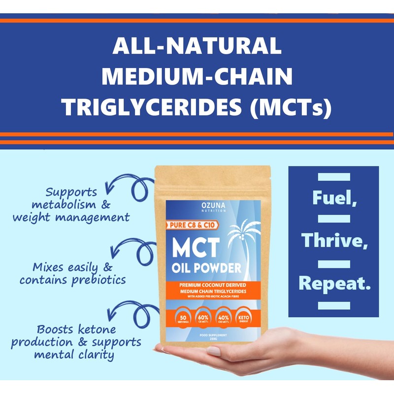 MCT Oil C8 & C10 Powder, Coconut Medium Chain Triglycerides