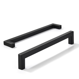 MRAYDECO 10 Pack Soild 6-1/4in (160mm) Black Cabinet Handles Square Matte Black Cabinet Drawer Pulls Cabinet Hardware for Cupboard Kitchen Cabinet Handles