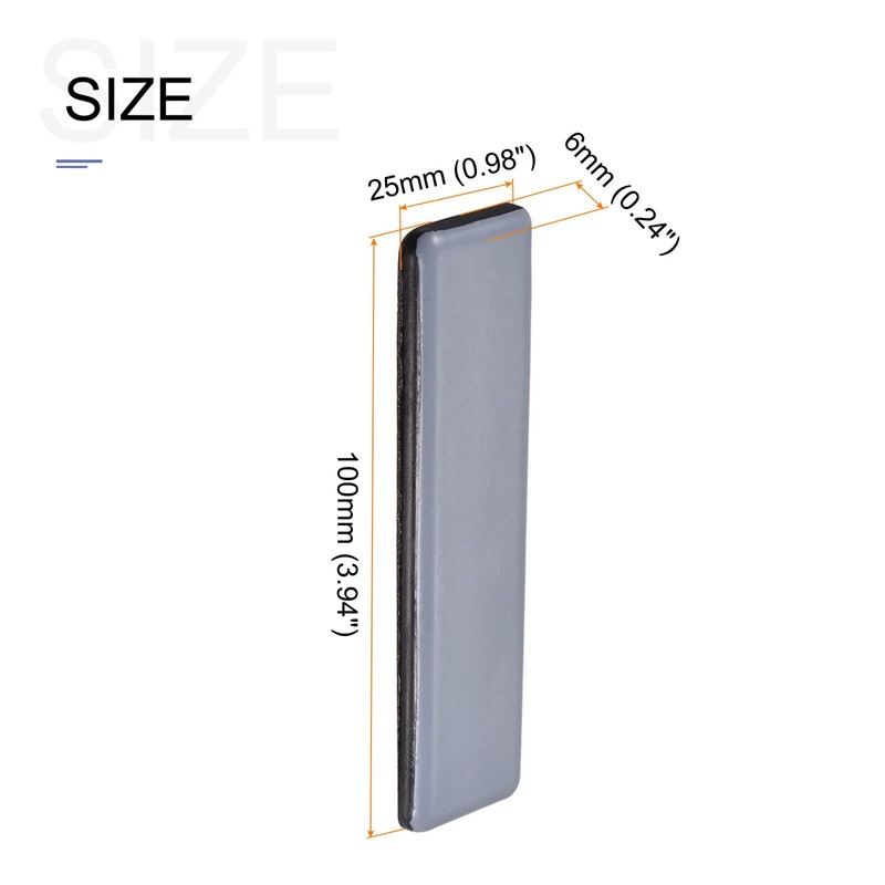 METALLIXITY PTFE Furniture Slider Gliders (100x25mm) 4Pcs, Rectangle Self-Adhesive Floor