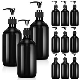 Tessco for you 12 Pack Black Soap Dispenser Empty Plastic Pump Bottles Dispenser Refillable Shampoo Container for Hand Sanitizer Soap Lotion Body Wash Conditioner Bathroom Kitchen Travel(16.9 oz)