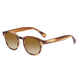 RUNHUIS Retro Round Sunglasses for Men and Women, Fashion Vintage UV400 Protection Sunglasses, Brown Gradient/Tea