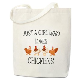 Chicken Tote Bag, Chicken Gifts for Women Canvas Tote Bag, Chicken Lover Gifts for Chicken Farmer Owner, Women, Teen, Daughter, Cute Tote Bag Shopping Reusable Grocery Beach Shoulder Bag /A01