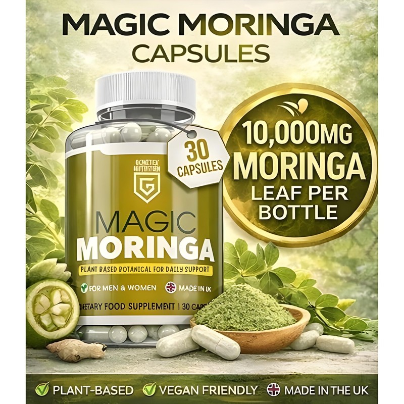 Magic Moringa Capsules High Strength Plant-Based Superfood Supplement for Daily