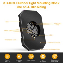 8141DBL Siding Mounting Plate,FreeCat Outdoor Light Mounting Block Fits 1/2" Lap Double Viny Siding,Built-in Electrical Box– Easy Installation with All Hardware Included