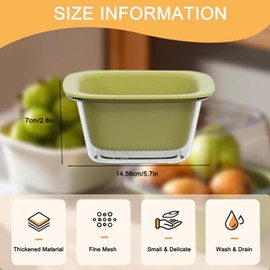 Kitchen Strainer Bowl Fruit Vegetable Washing Basket, 2-in-1 Small Plastic Double Layer Strainer Basket for Pasta, Spaghetti, Berries, Salads, Suitable for Camping, Home Use, White (Green)