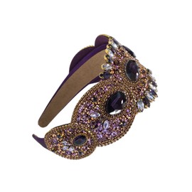 Fashion High End Baroque Style Headband Decoration Ladies Elegant Crystal beaded Headband Ladies Gold Chain Diamond Headband Party Girl HeadBand Artificial Gemstone Queen Style