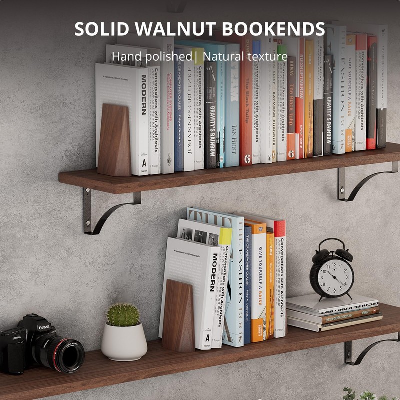 muso wood Book Ends, Handmade Wooden Bookends for Heavy Books,