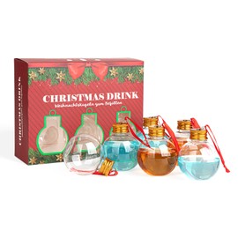 MyMealivos 6pcs Shatterproof Transparent Christmas Hanging Ornaments Booze Balls Fillable Ornaments for Xmas Tree Pendant Ball Sphere Ornament Set…