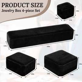Okabay 4 pcs Velvet Earring Ring Brooch Cufflink Boxes Set, Rectangle Necklace Box, Velvet Pendant Gift Long Chain Jewelry Display Boxes, Bangle Bracelet Box for Ceremony Mens Women