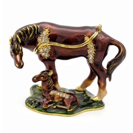 JWT Astyle Thoroughbred Horse Hinged Trinket Boxes with Crystals.Collectible Animal Jewelry Box .Necklace Rings Earrings Storage Boxes.Horse Figurines Home Decor Gifts .