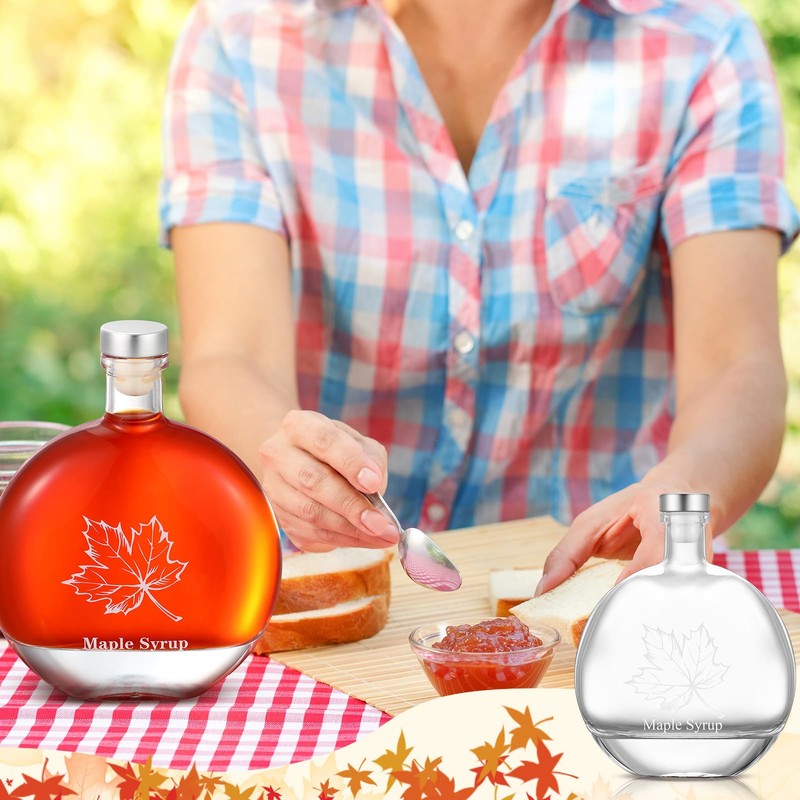 Maxdot 12 Pcs Glass Maple Syrup Bottles Clear Reusable Glass