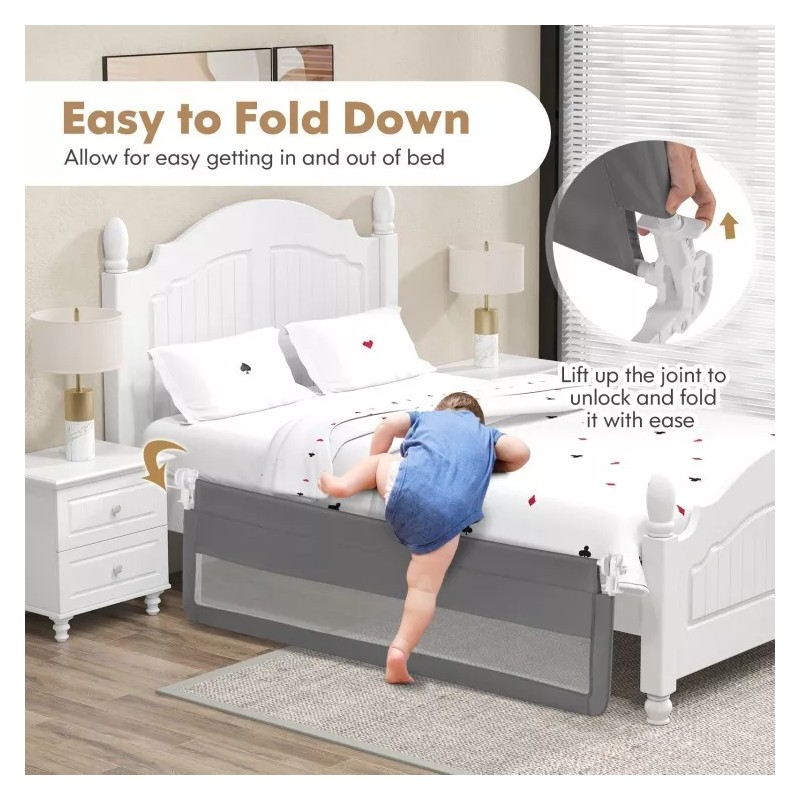 Costway 71" Foldable Adjustable Extra Long Bed Rail Guard Bed