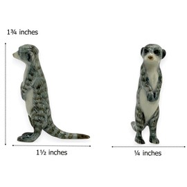 WitnyStore Tiny 1¾" Gray Stand Meerkat Suricate African Mongoose - Miniature Hand Made Painted Ceramic Exotic Wildlife Wild Mammal Animal Porcelain Decorative Figures Collectible Figurines Décor Gifts