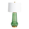 Creative Co-Op Ribbed Glass Table Lamp with Tapered Drum Shade,