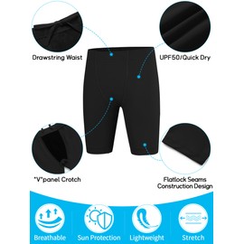 Dreammonkey Boys Swim Jammers 2T to Youth Competitive Swimsuit Swimming Shorts Toddler Kids Quick Dry Athletic Trunks UPF50+(Black 10Y)