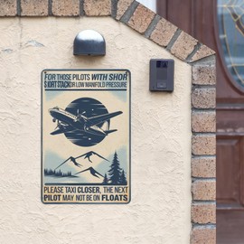 Pilot Humor Retro Metal Sign 8X12IN "Short Low Manifold Pressure" Aviation Theme Garage Wall Art for Airplane Enthusiast & Hangar Decor