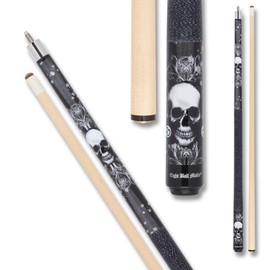 Eight Ball Mafia EBM02 Pool Cue - Black and White Eight Balls and Skulls Design - 20oz