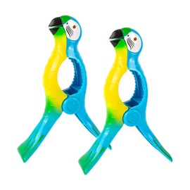Beach Towel Clip GWAWG 2 PCS Parrot Shaped Durable Quilt Towel Clip Plastic,Novelty Sunbed Beach Pegs,Large Sized Laundry Pegs for Holiday, Beach, Pool