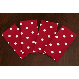 A LuxeHome Red and White Modern Contemporary Polka Dot Lunch Dinner Napkins 17" x 17" Set of 4