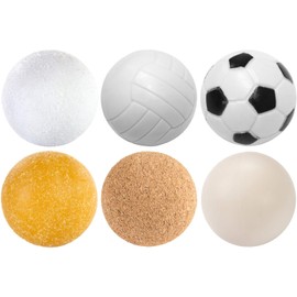 GAMES PLANET Football Balls Mix, 6 Pieces, 6 Different Varieties (Cork, PE, PU, ABS), Diameter 35 mm, Table Football, Football Ball