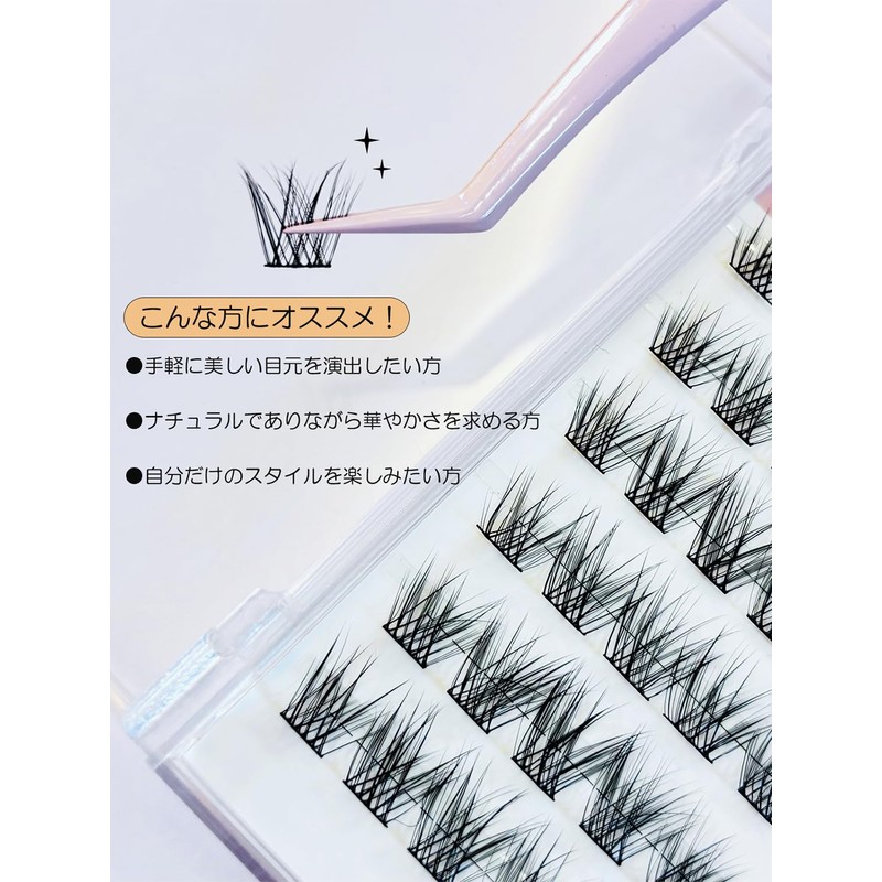 LUMERIS False Eyelash Parts, Natural, Easy Installation, 60 Bundles, Beginners,